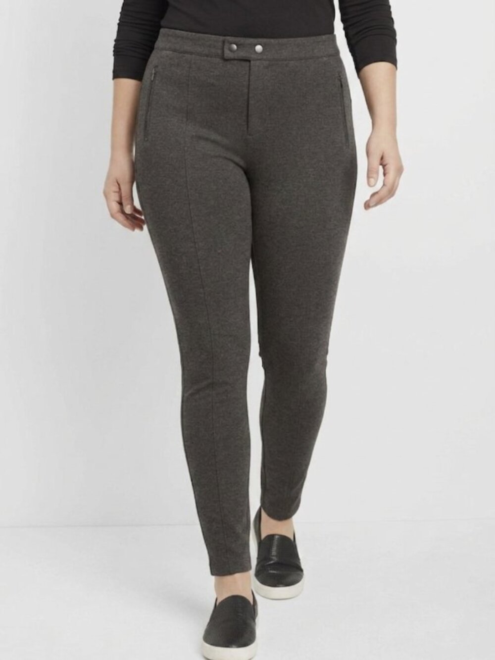 Vince Sky Mid-Rise Skinny Ponte Stretch Pant - Size 12 - Charcoal Grey